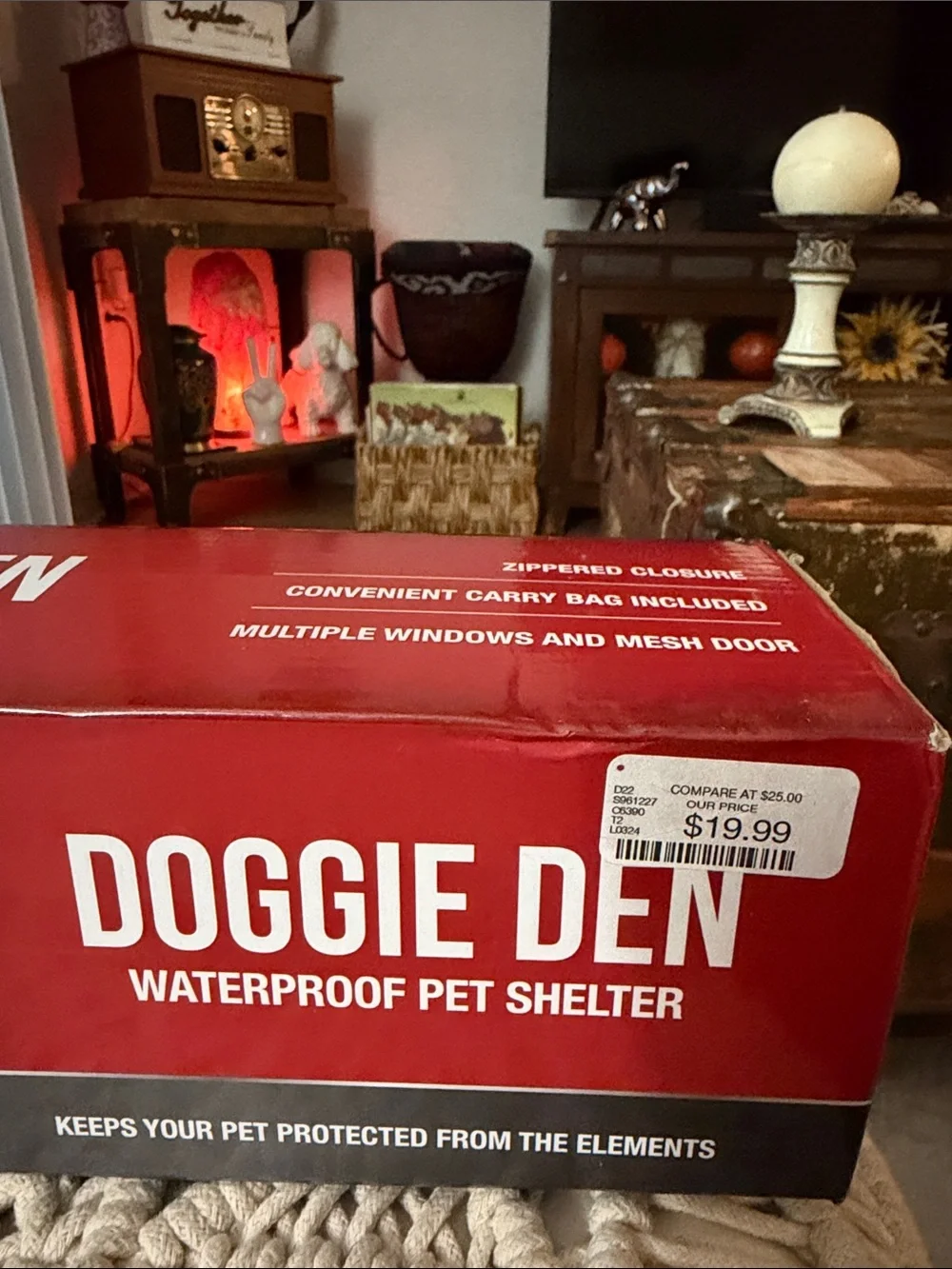 Coleman Red and Gray Doggie Tent - Portable Waterproof Pet Shelter